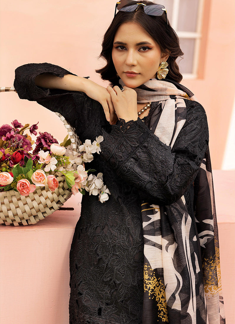 Black Cutwork Suit Set