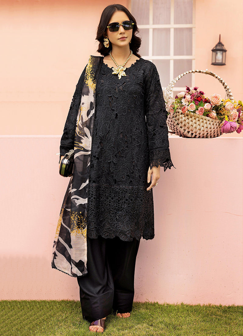 Black Cutwork Suit Set