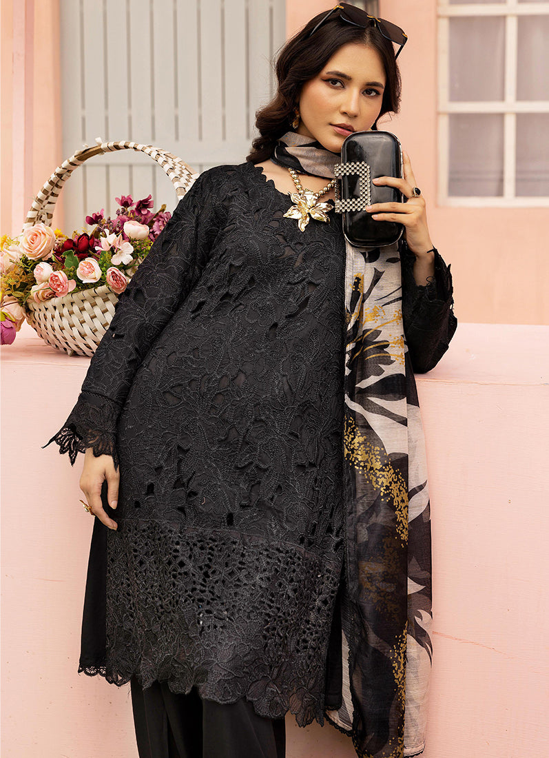Black Cutwork Suit Set