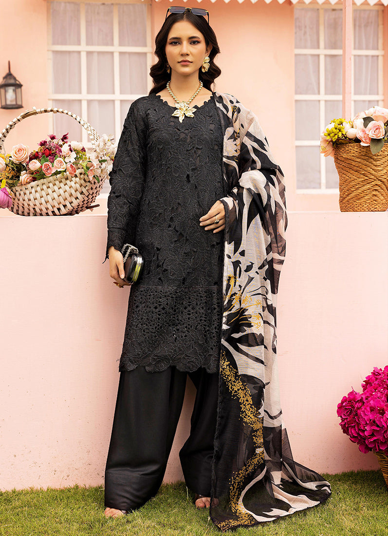 Black Cutwork Suit Set