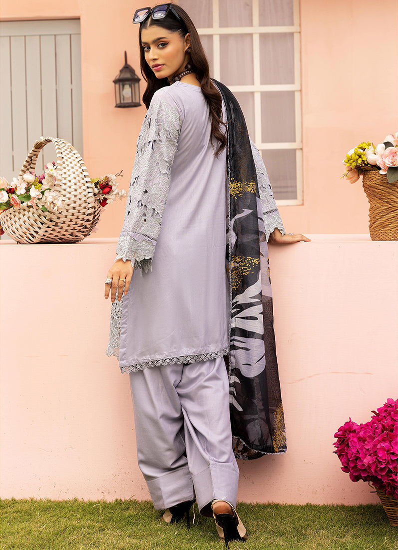 Grey Cutwork Suit Set