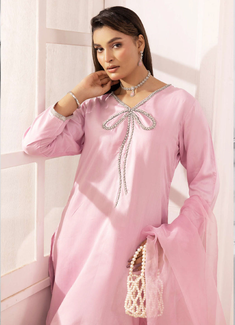 Elegant Light Pink Viscose Suit Set