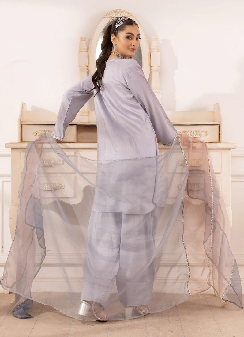 Elegant Grey Viscose Suit Set