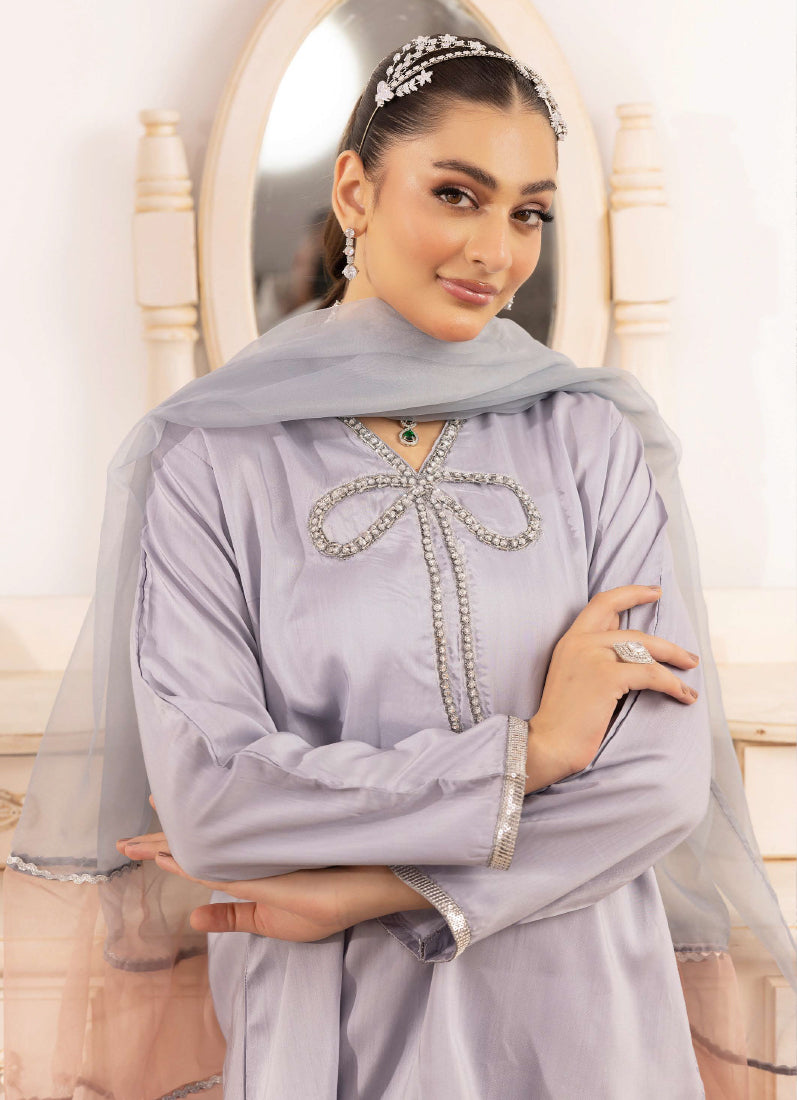 Elegant Grey Viscose Suit Set