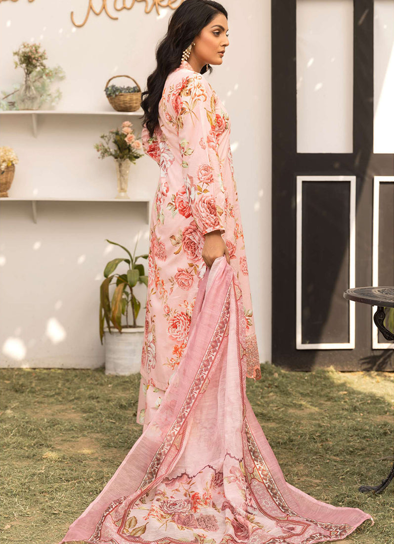 Light Pink Printed Lawn Embroidered Suit Set
