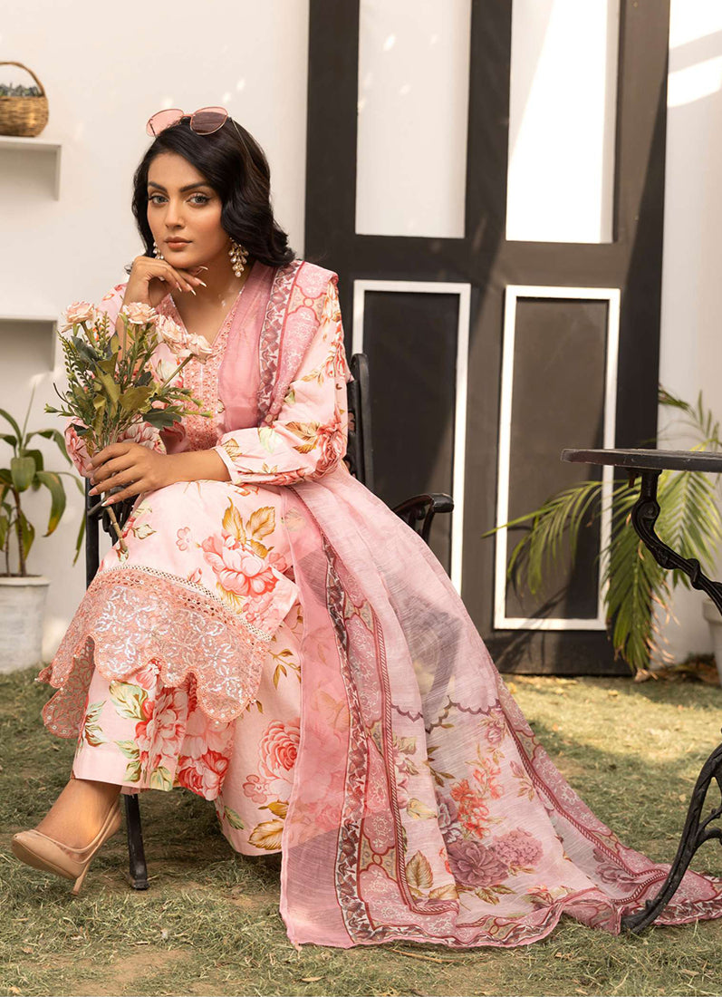 Light Pink Printed Lawn Embroidered Suit Set