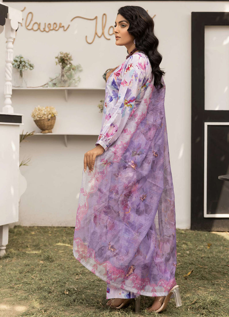 Lavendar Digital Printed Lawn Suit Set