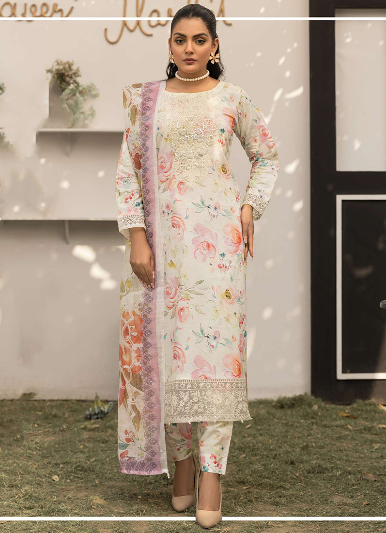 Ivory Digital Printed Lawn Suit Set