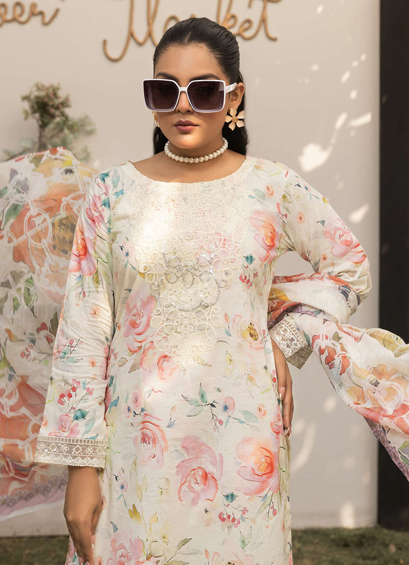 Ivory Digital Printed Lawn Suit Set