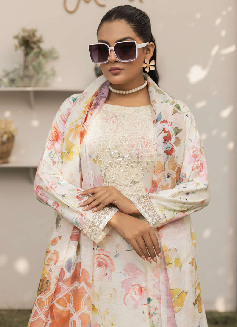 Ivory Digital Printed Lawn Suit Set