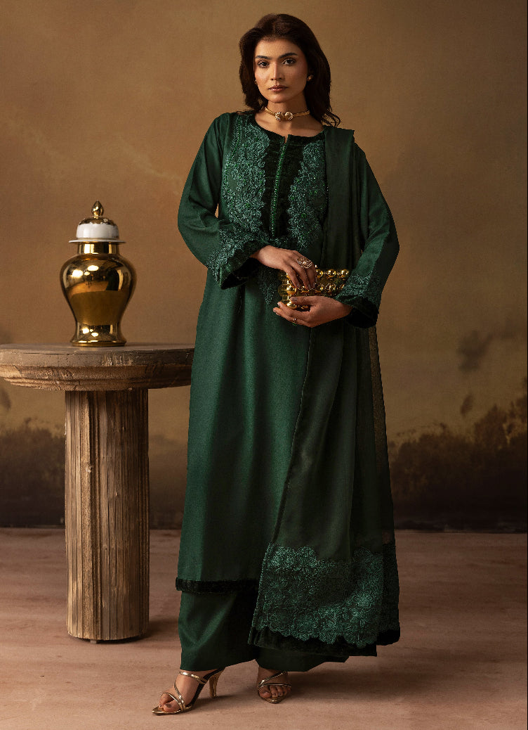 Sophisticated Dark Green Dhanak Suit Set