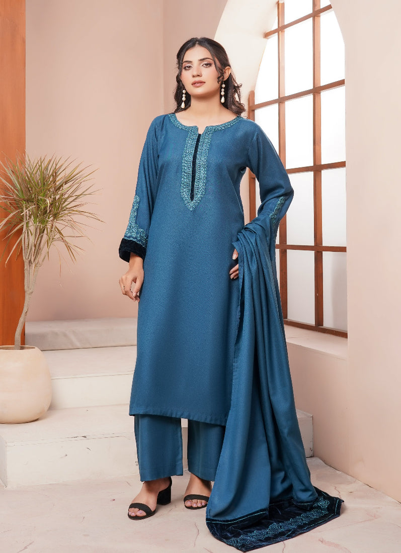 Stylish Blue Dhanak Suit Set