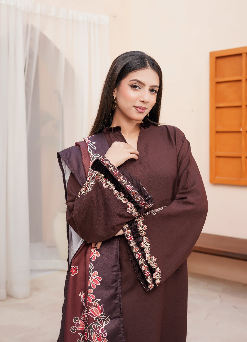Elegant Brown Dhanak Suit Set