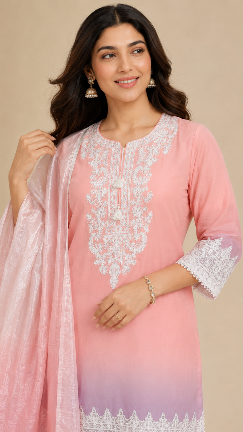 Pink and Purple Ombre shalwar suit