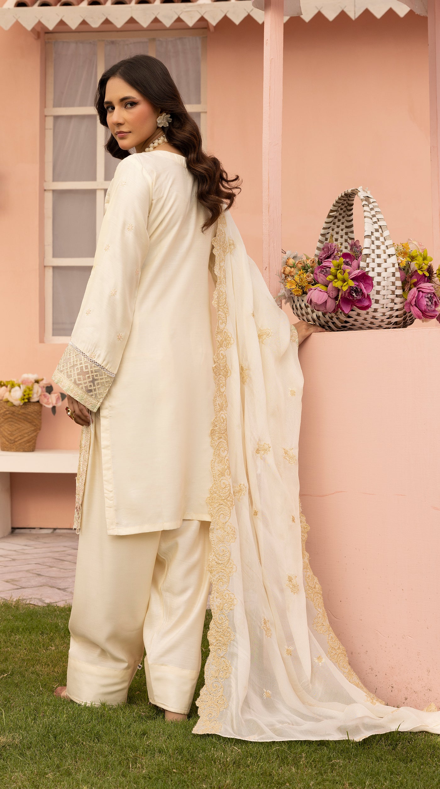 Lime Yellow Sequin Embroidered Eid Suit with Farshi Salwar