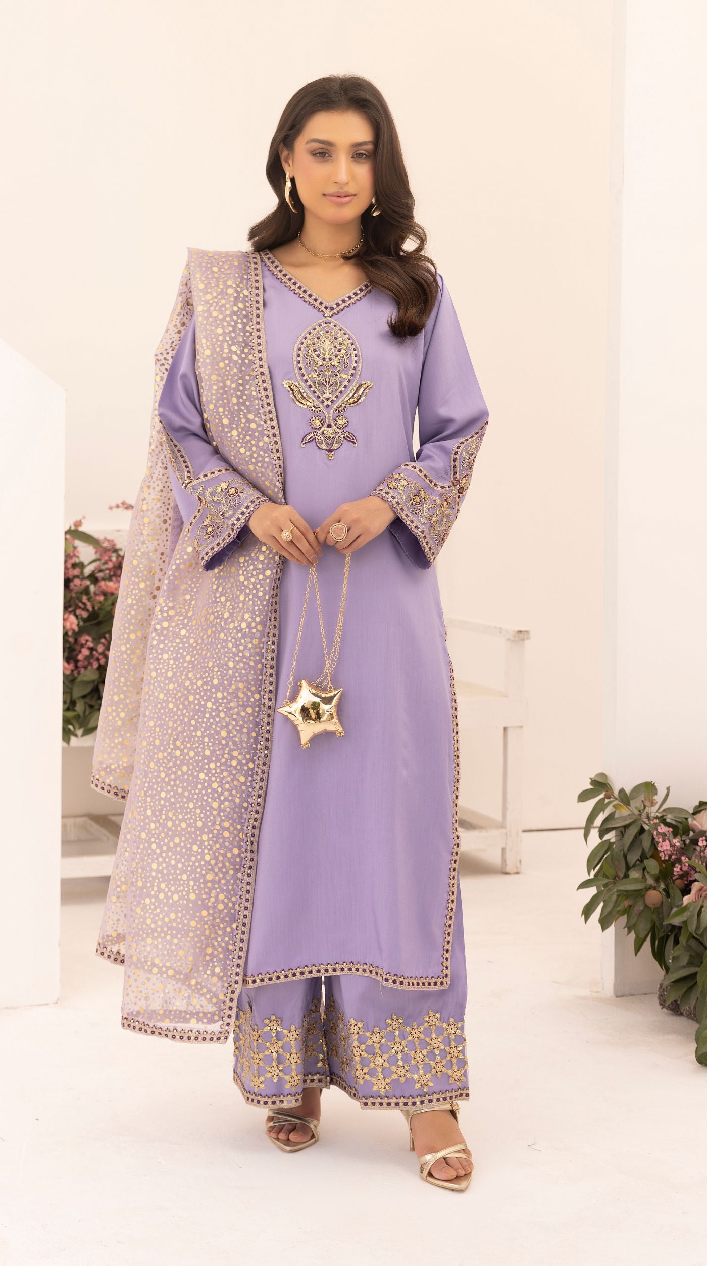 Lilac Embroidered Salwar Kameez – Elegant Festive Pakistani Suit