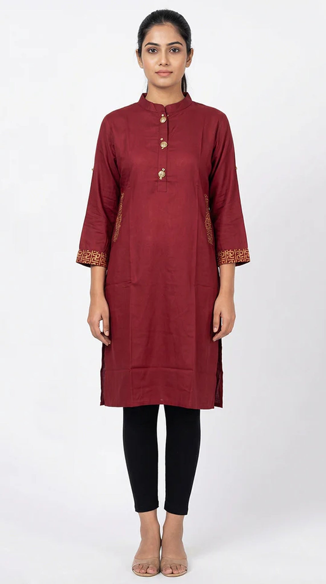 Maroon Linen Kurti