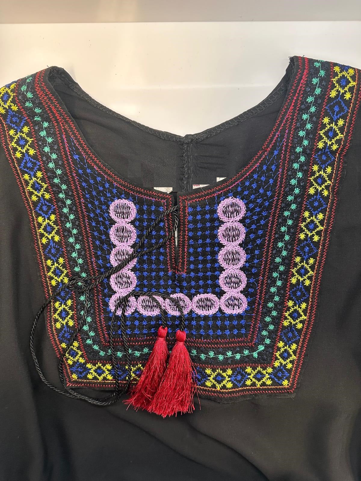 Black Multi Embroidered Kurti Top