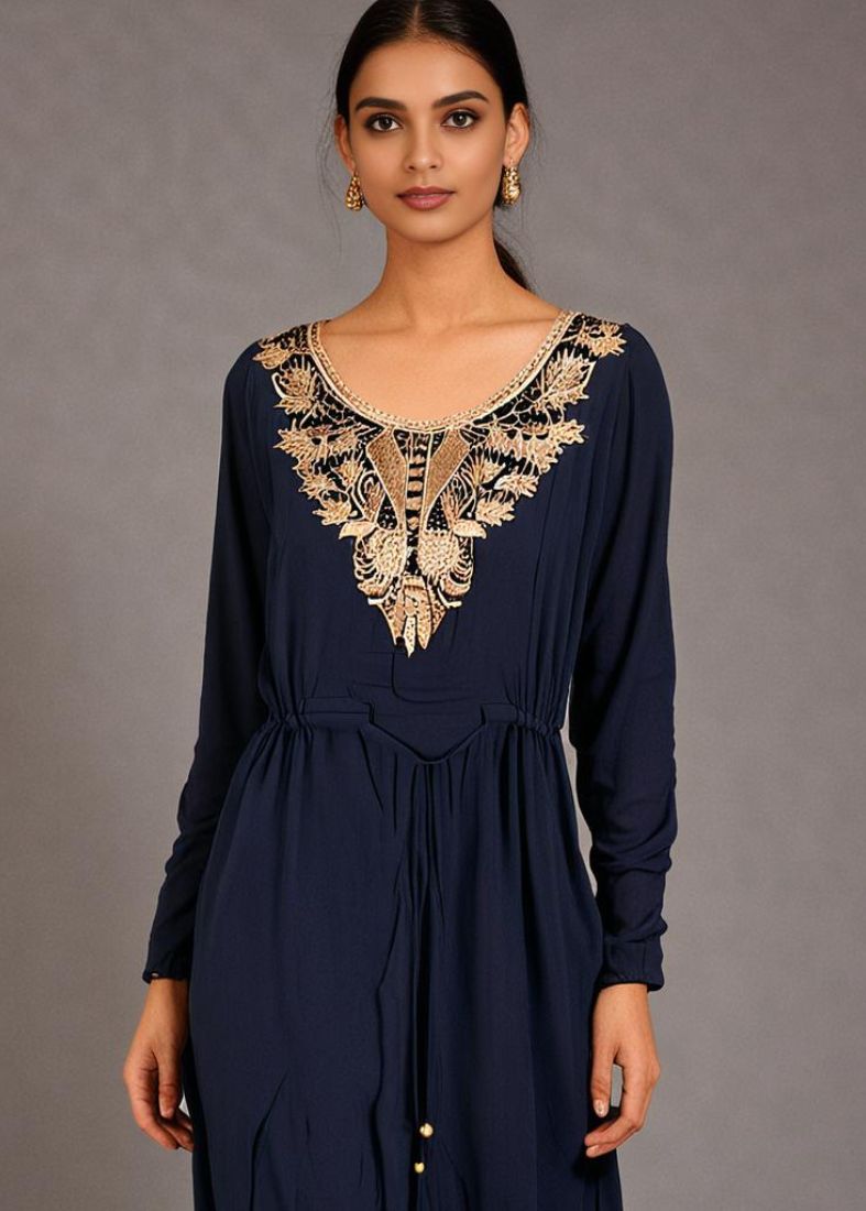 Maxi Dress Embroidered Neckline