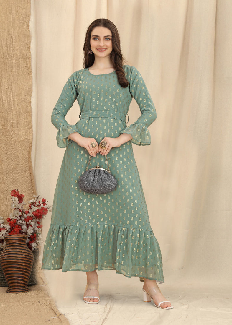 Green Chic Maxi Dress with Belt