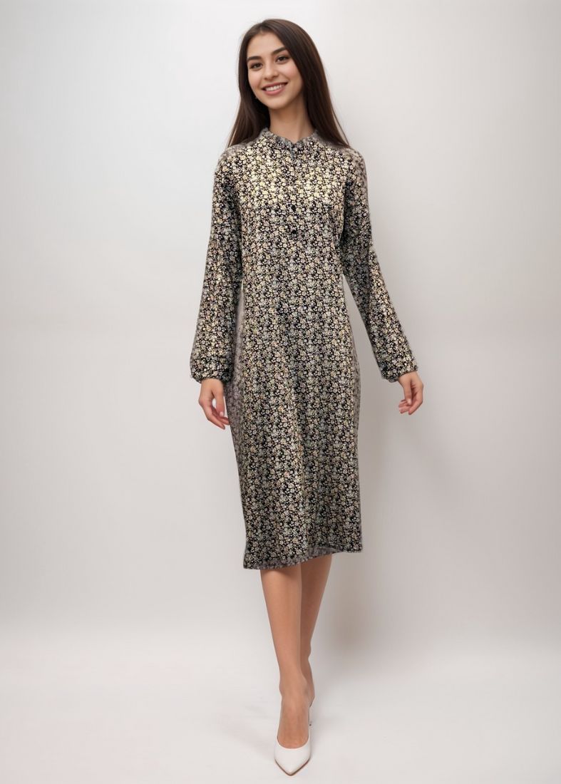 Black  Shirt Style Printed Dress