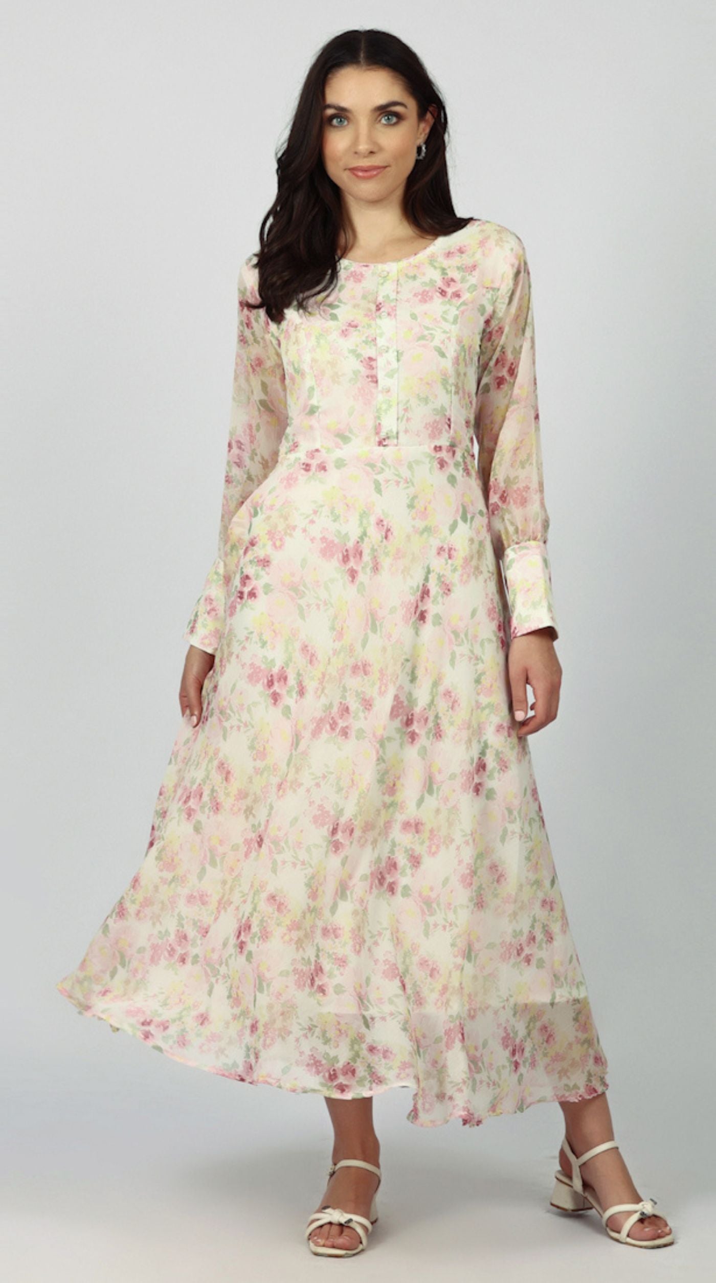 Ivory Chiffion Bias Cut Dress