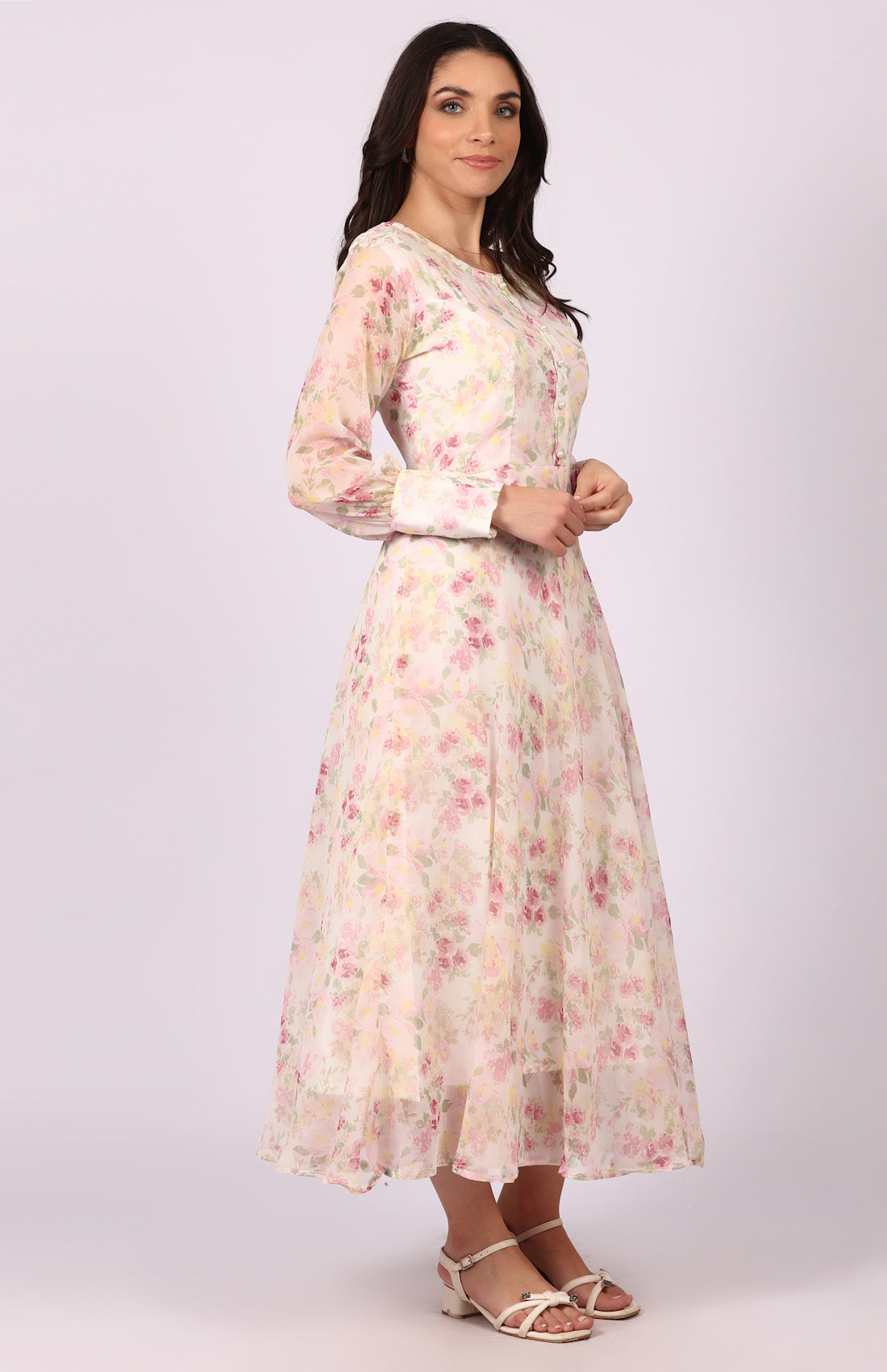 Ivory Chiffion Bias Cut Dress