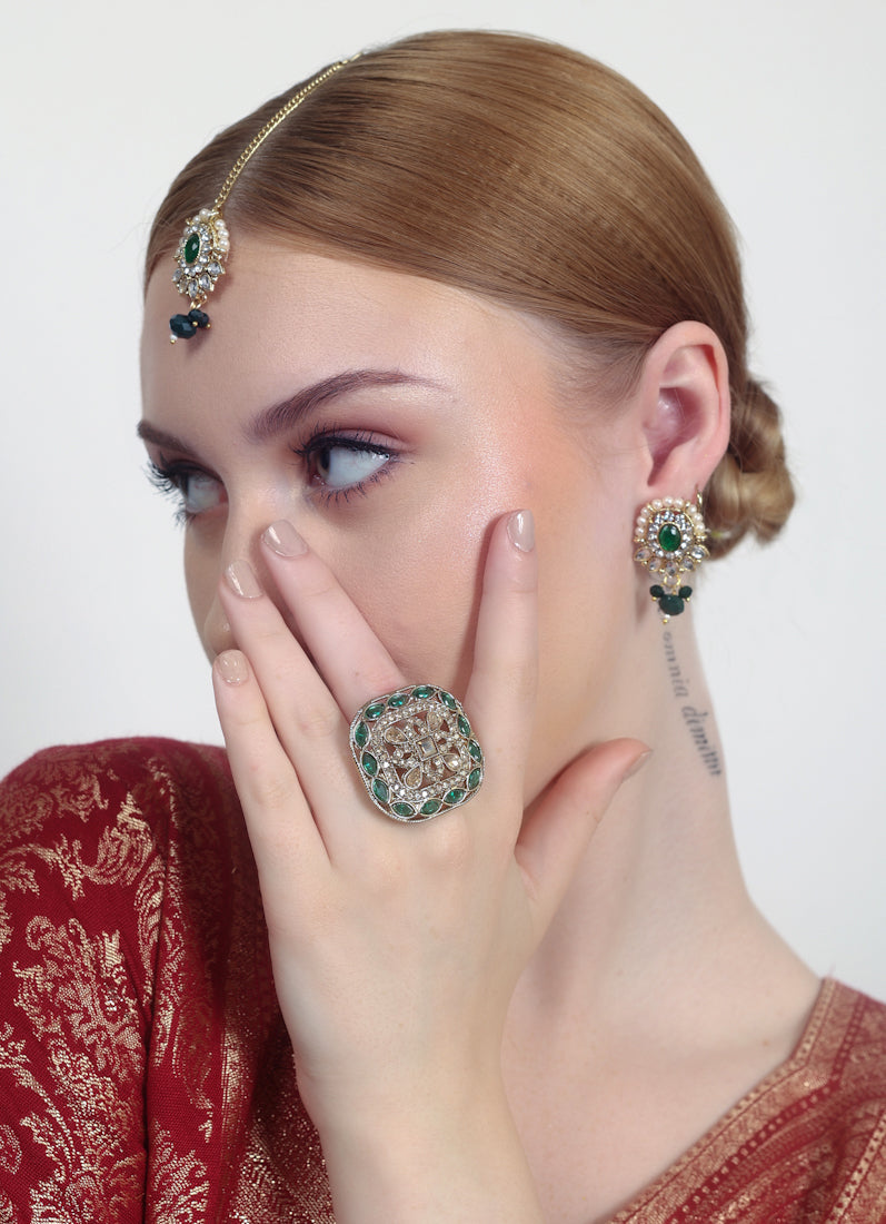 Dark Green Adjustable Ring For Her