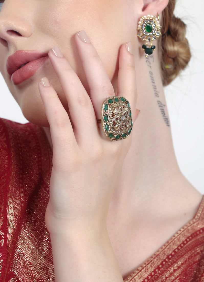 Dark Green Adjustable Ring For Her