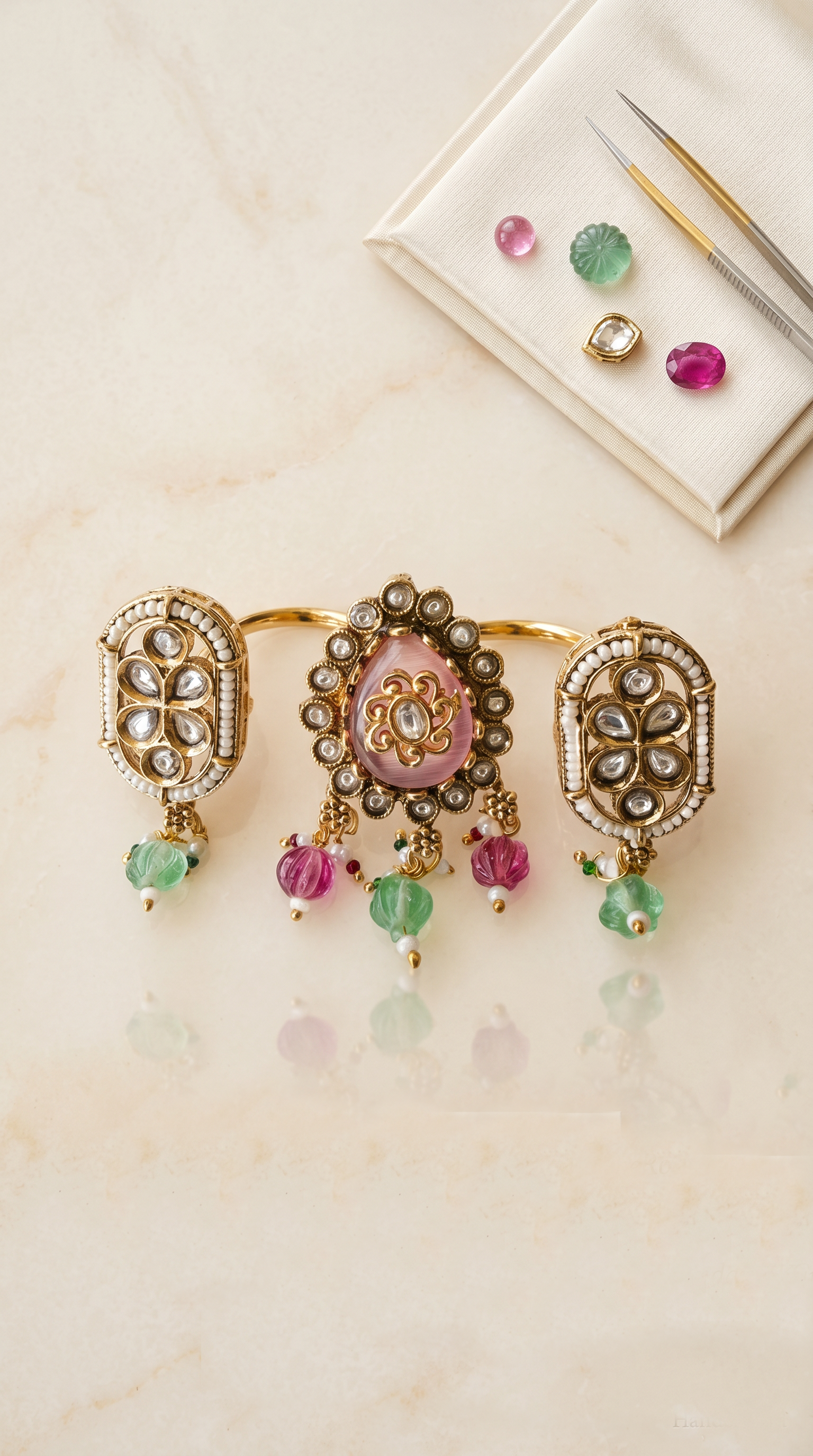 Trending Kashmiri Dusky Pink Ring Set