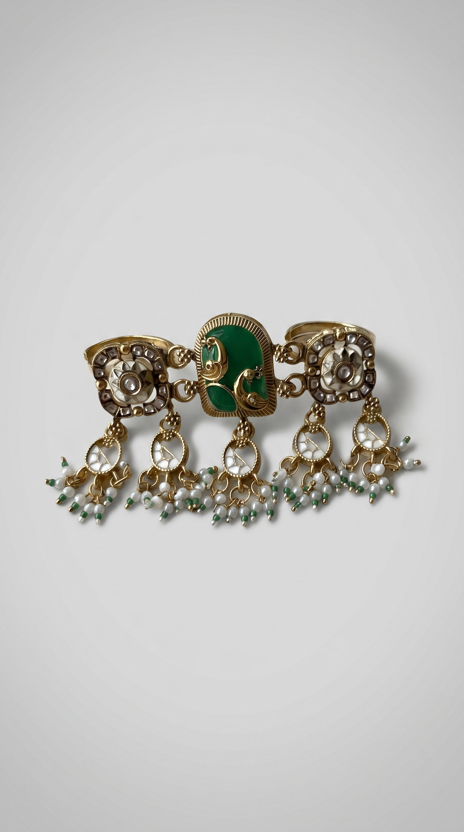 Trending Kashmiri Green Triple Finger Ring