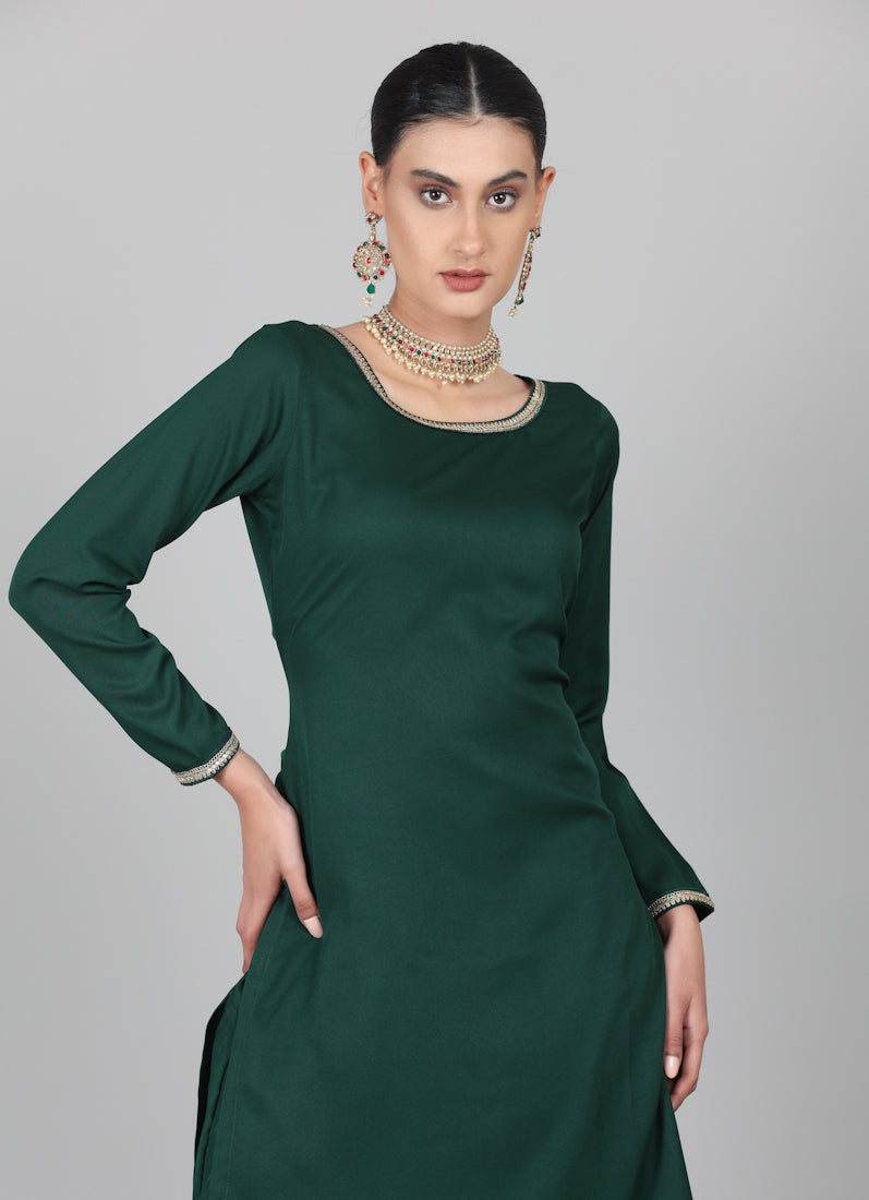 Dark Green Multicolour Printed Dupatta Suit Set