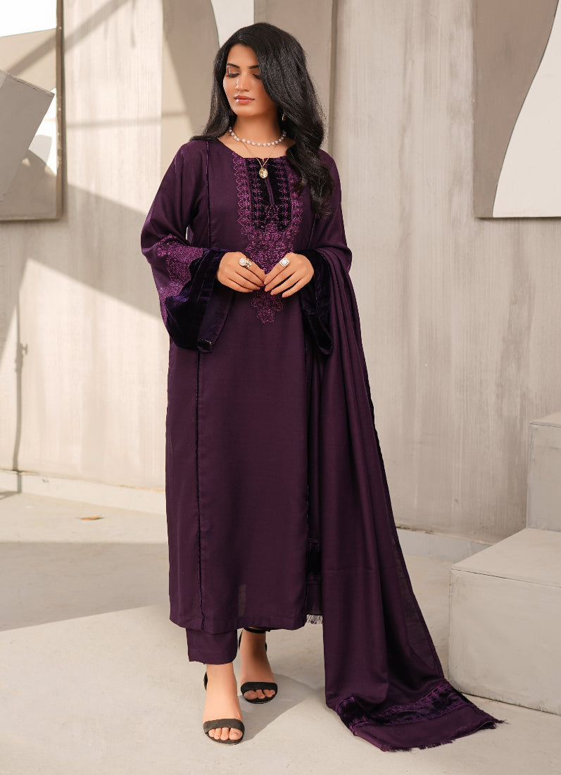 Stunning Purple Dhanak Suit Set