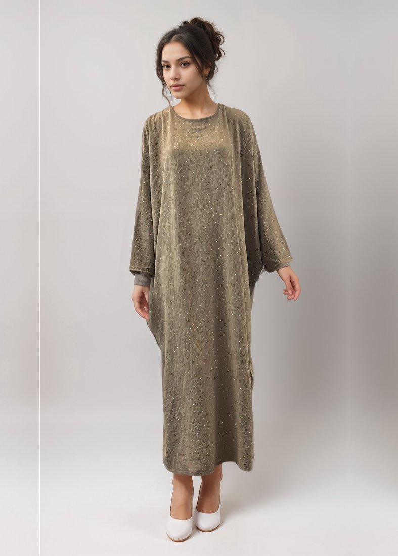 Beige Shimmery Kaftan