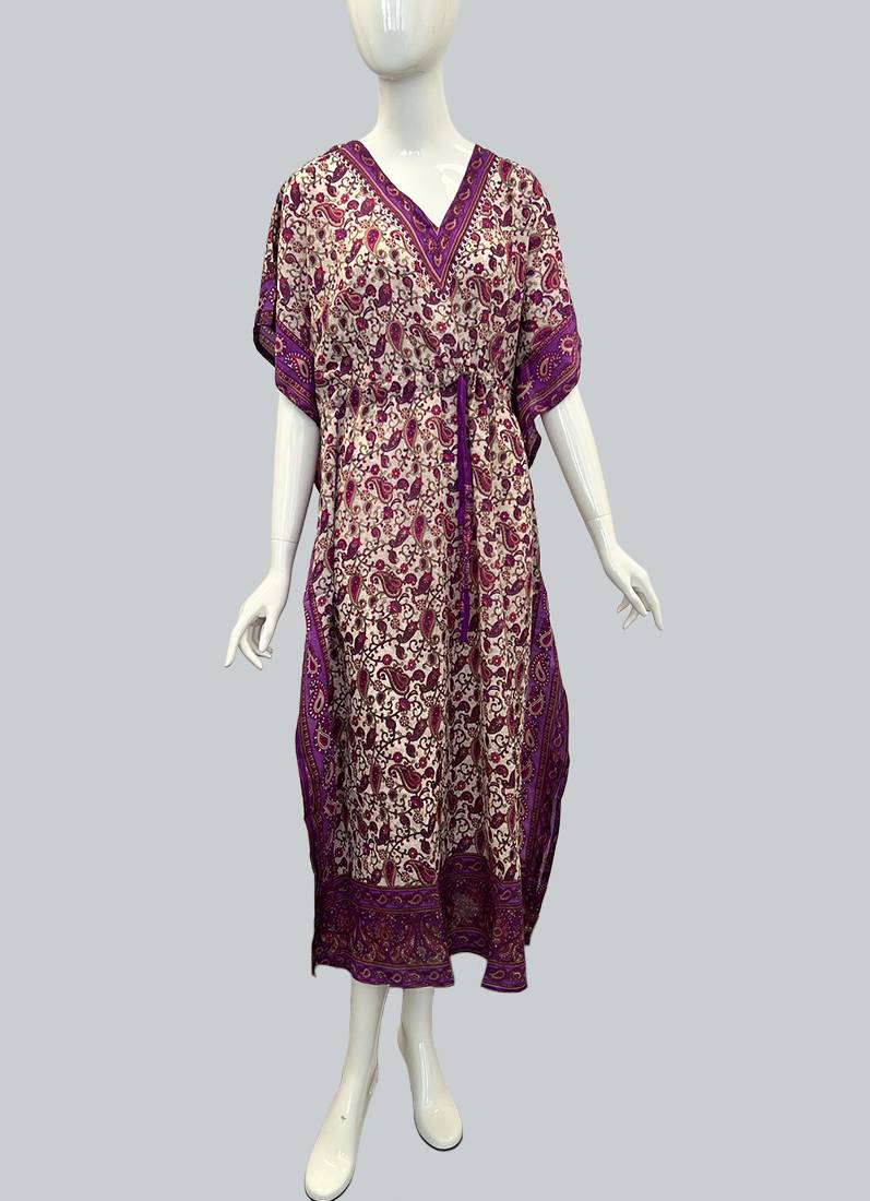 Purple Printed Viscose Kaftan