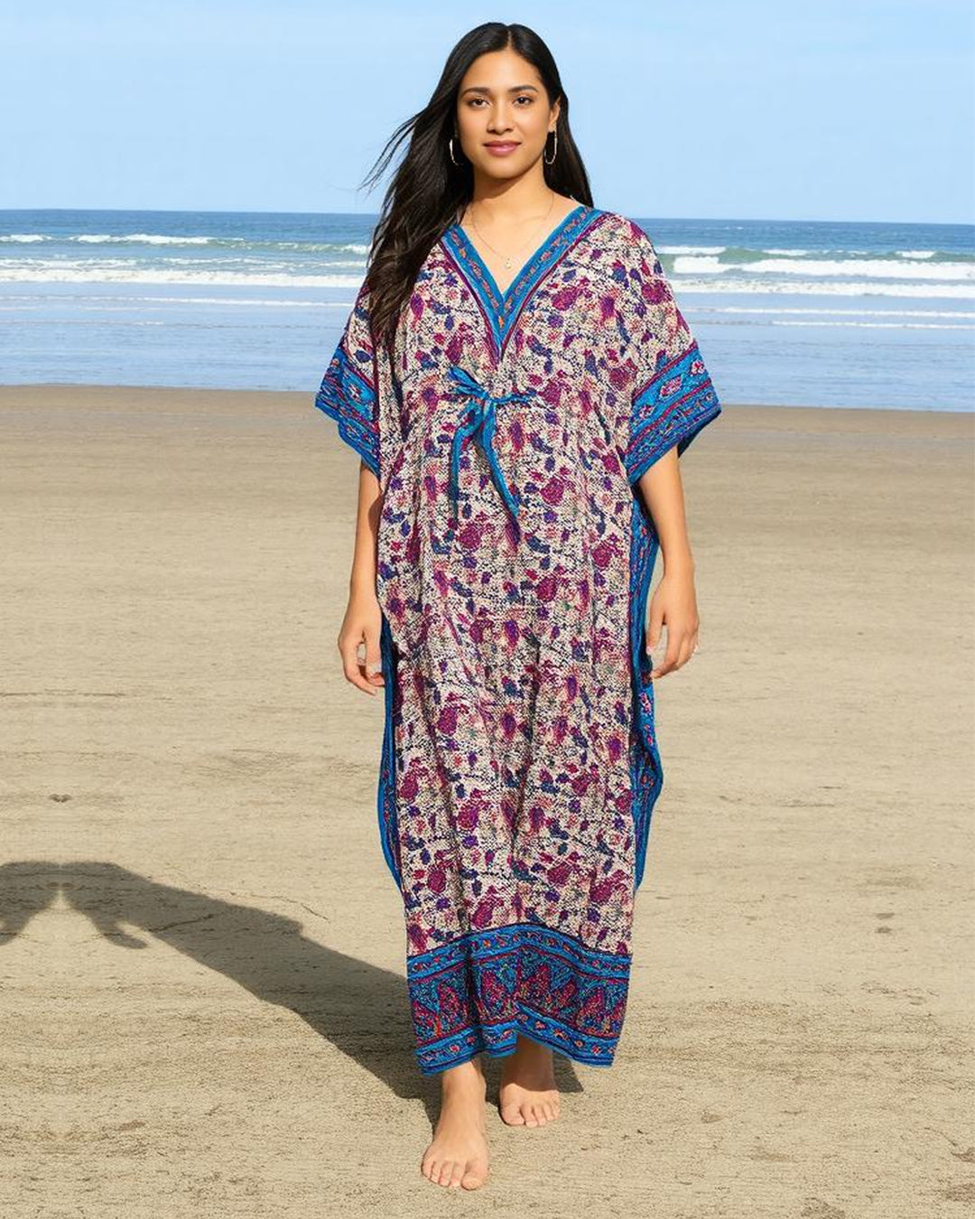 Blue Viscose Kaftan One Size