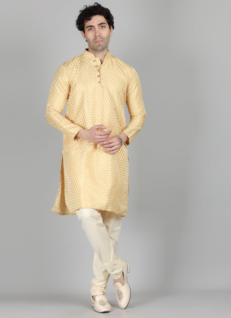 Men's Gold Brocade Kurta and Payjama Set