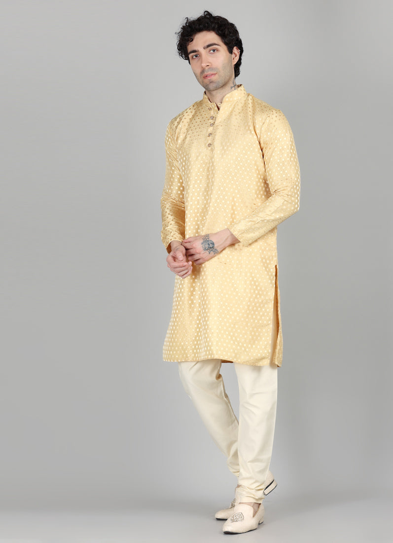 Men's Gold Brocade Kurta and Payjama Set