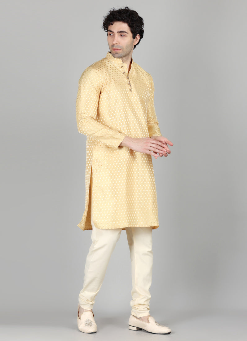 Men's Gold Brocade Kurta and Payjama Set