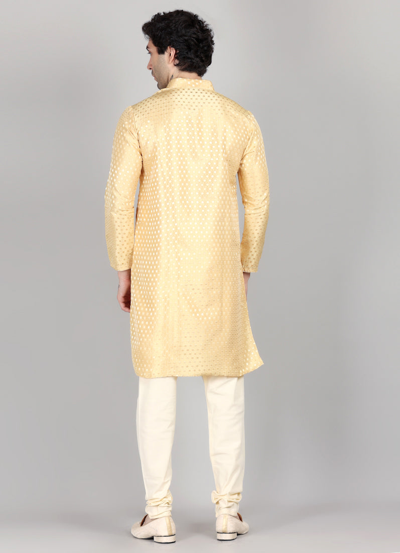 Men's Gold Brocade Kurta and Payjama Set