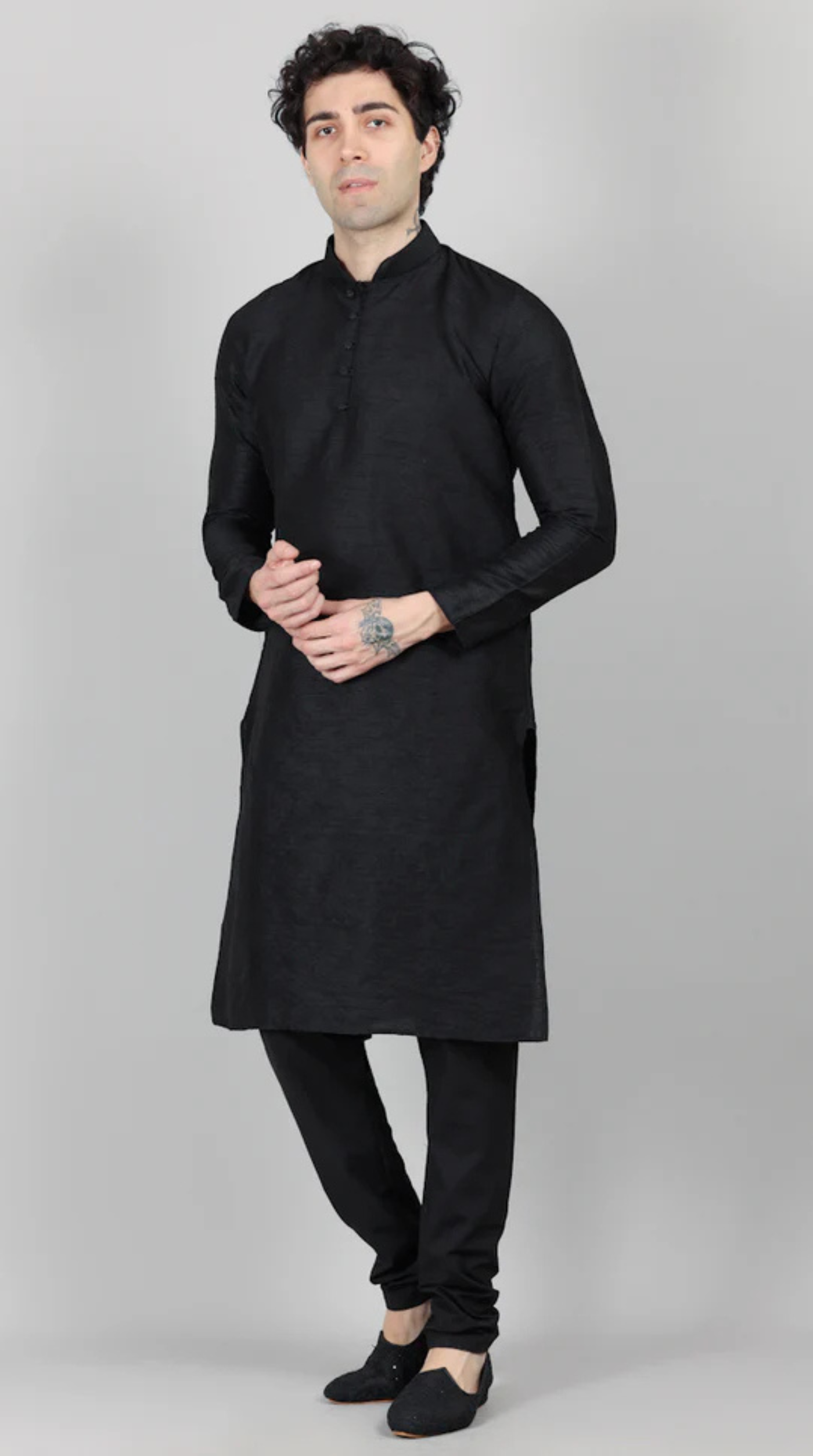 Men's Black Kurta and Payjama Set
