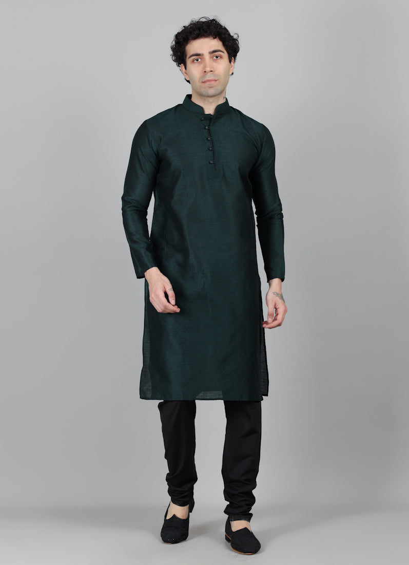 Men's Bottle Green Kurta Payjama Set