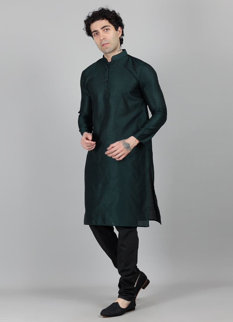 Men's Bottle Green Kurta Payjama Set