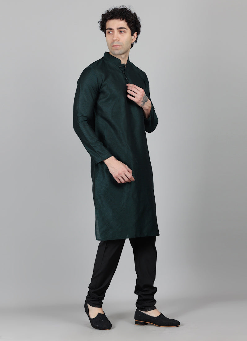Men's Bottle Green Kurta Payjama Set