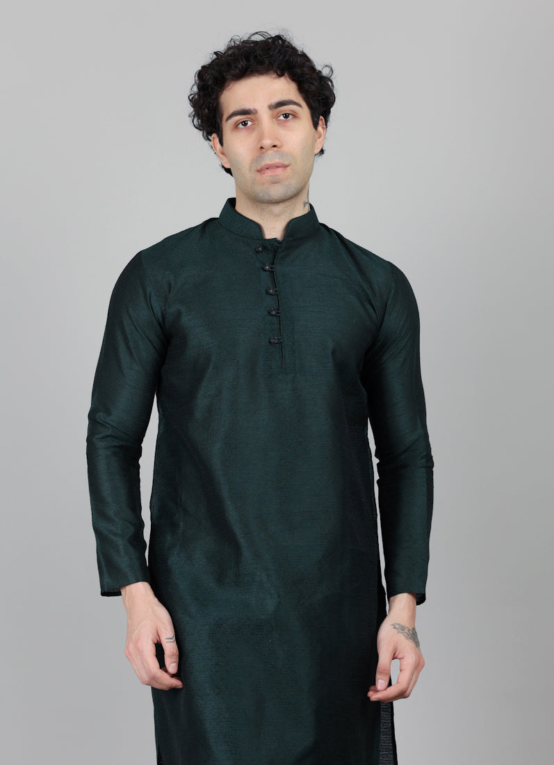 Men's Bottle Green Kurta Payjama Set