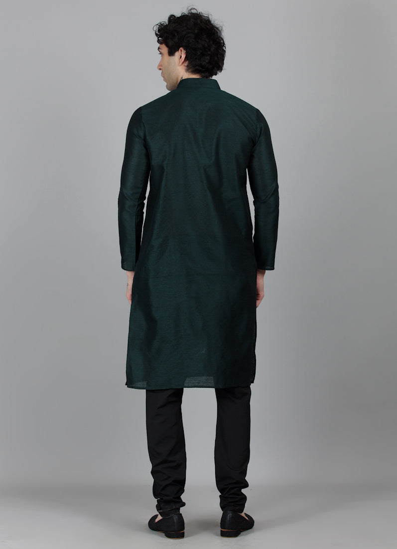 Men's Bottle Green Kurta Payjama Set