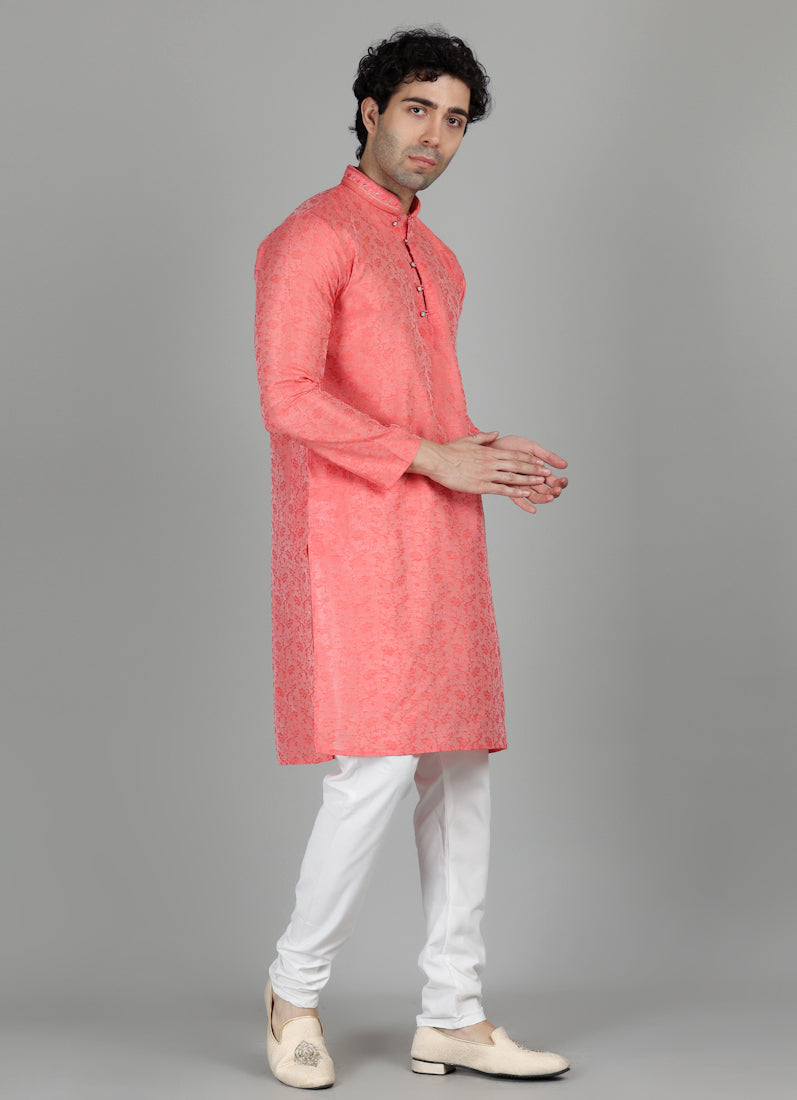 Men's Pink Kurta Payjama Set
