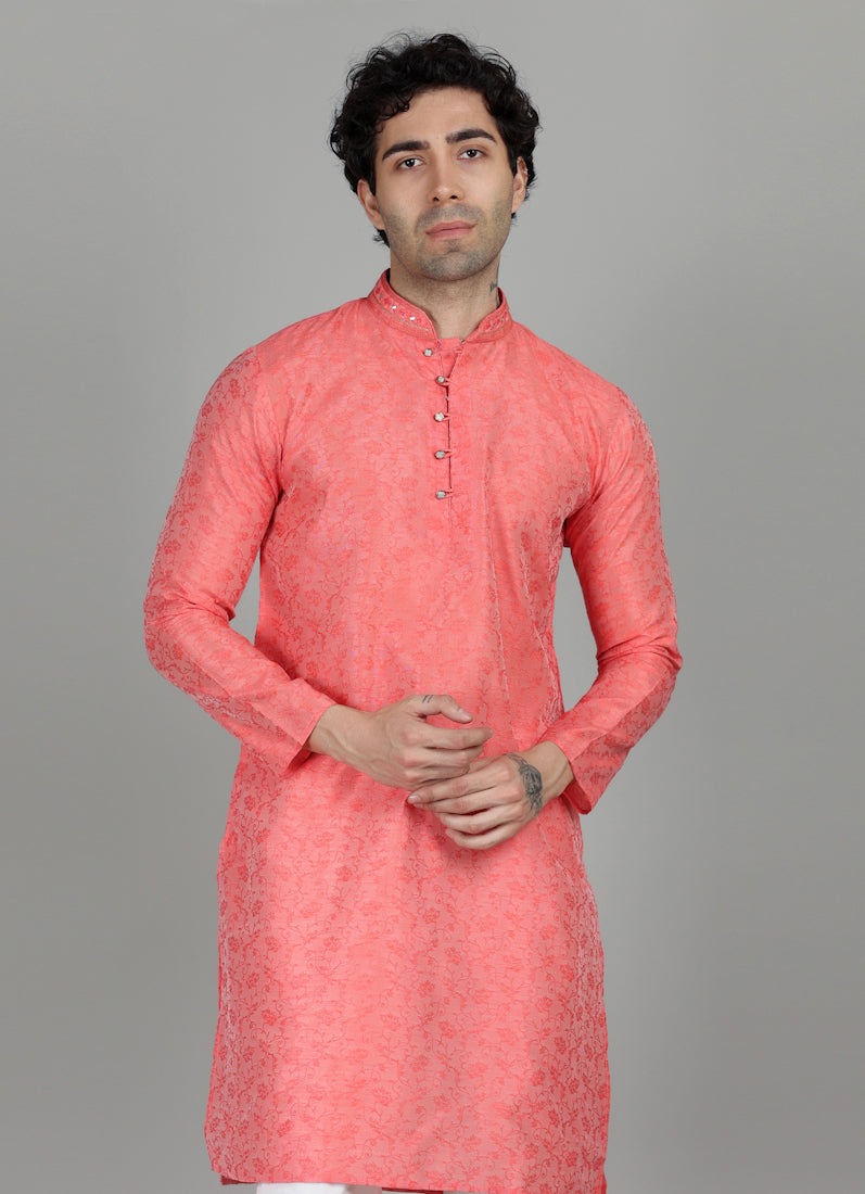 Men's Pink Kurta Payjama Set