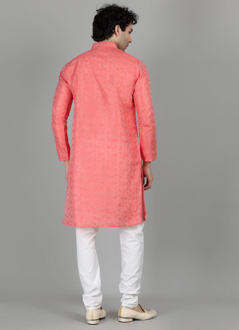 Men's Pink Kurta Payjama Set