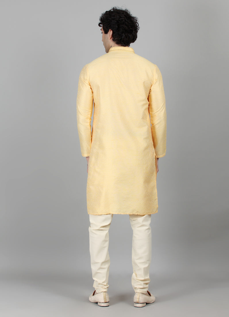 Men's Gold jacquard Resham Embroidered Payjama Set